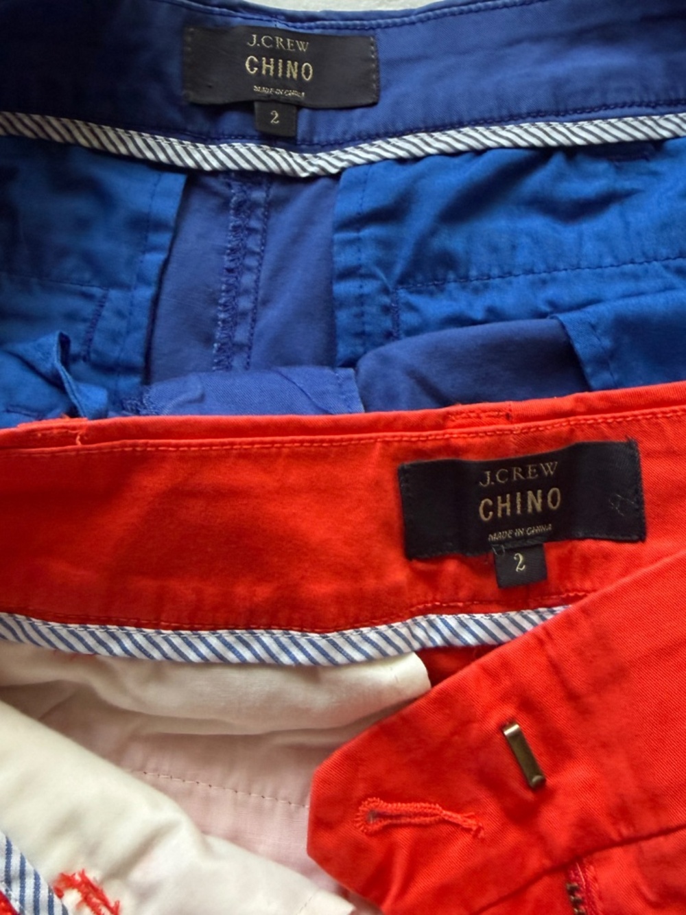 J. Crew Chino Shorts -- Bundle of 2, Cobalt Blue and Red-Orange, Size 2 - Picture 3 of 5